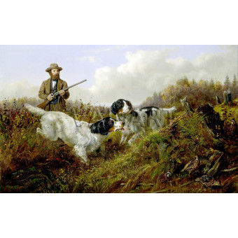 РЕПРОДУКЦИИ НА КАРТИНИ Лов на яребици в Лонг Лейк, окръг Хамилтън, Ню Йорк (1875)